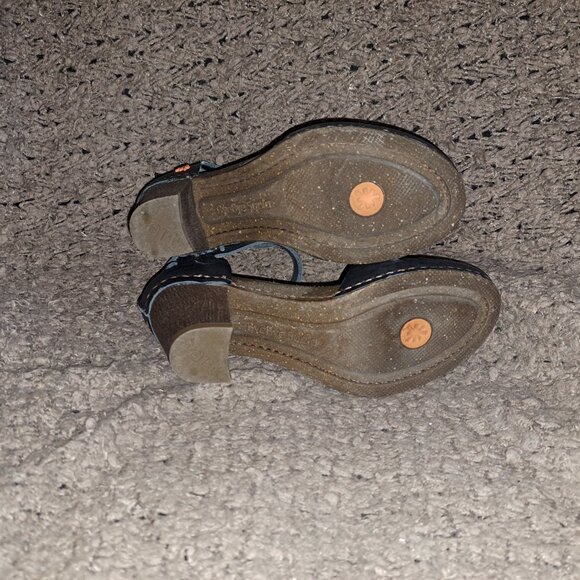 ART COMPANY-Ankle Wrap Sandals-Dark Navy/Black Leather-Sz 37-Near Mint - Picture 7 of 7